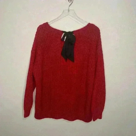 Torrid Red Cable Knit Sweater Black Satin Tie 2 2X 18/20 - Picture 8 of 8